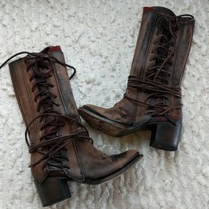 Freebird by Steven Cash 9 Women's Lace Up Leather Zip Up Boots | EUC